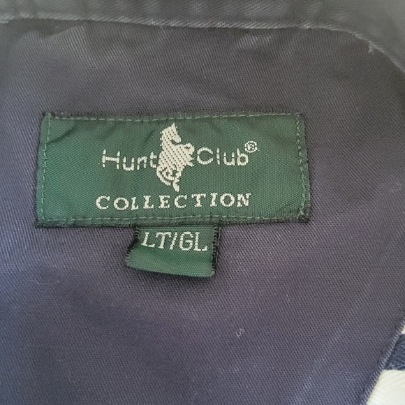 The Hunt Club Collection Men's Navy and White Stripe Button Down-Size Large Tall - Picture 2 of 6